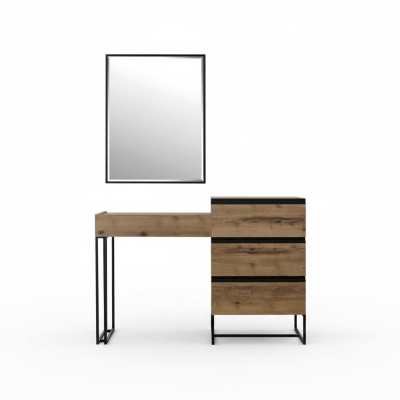 Frisiertisch Schminktisch Konsoletisch Kommode Spiegel Set 2tlg Braun