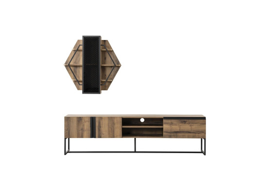 Gruppe TV Ständer Schrank RTV Lowboard Wohnzimmer Regale Braun Holz