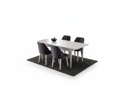 Essgruppe Esstisch Ausziehbar Modern Esszimmer Set 7tlg Grau Holz
