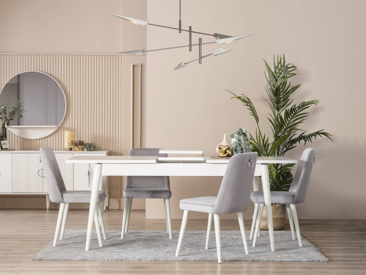 Esszimmermöbel Essecke Garnitur 7tlg Esszimmer Esstisch Weiß Stühle