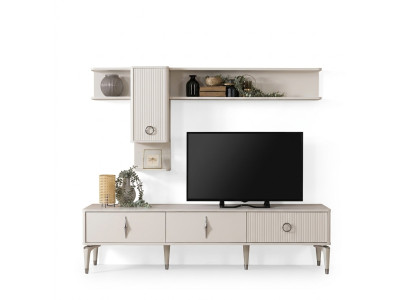 Komplette TV Ständer Schrank RTV Lowboard Wohnzimmer Regale Weiß Holz