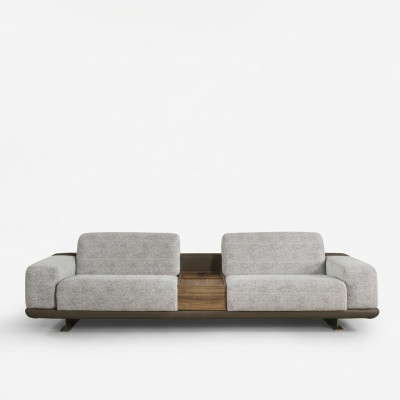 Viersitzer Sofa Couch 4 Sitzer Grau Stoff Modern Stoffsofa Polstersofa