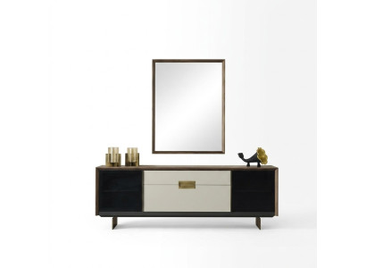 Anrichte Sideboard mit Spiegel Kommode Holz Mehrfarbig Esszimmer Set