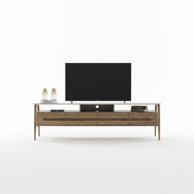 RTV Lowboard TV Ständer Wohnwand Sideboard Schrank Holz Braun Stilvoll