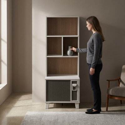 Bücherregal Bücherschrank Standregal Regal Holz Grau Kinderzimmer