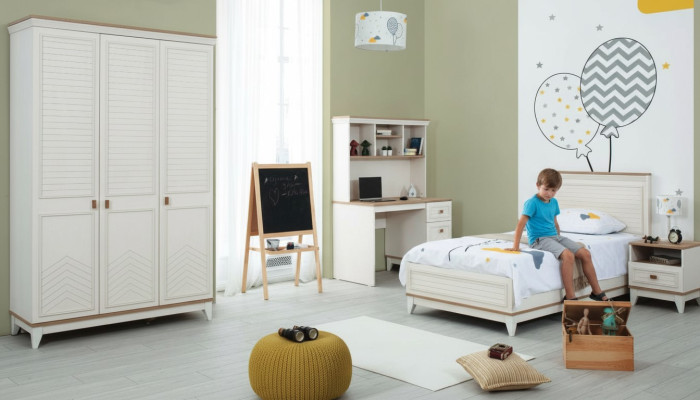 Kinderbett Schlafzimmer Sets Jugenbett Weiß Holz Garnitur 4tlg Bett