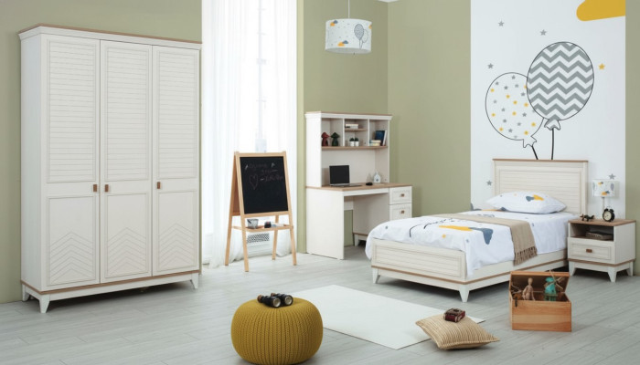Kinderbett Schlafzimmer Sets Jugenbett Weiß Holz Garnitur 4tlg Bett