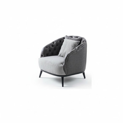 Design Sessel Einsitzer 1 Sitzer Stoffsessel Grau Design Chesterfield