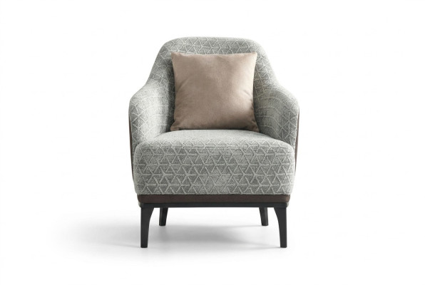 Ohrensessel Sessel Einsitzer 1 Sitzer Stoffsessel Grau Design Modern