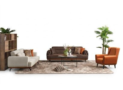 Couchgarnitur Polstersofa Mehrfarbig Dreisitzer Sessel Sofa Stoff Set 3+3+1