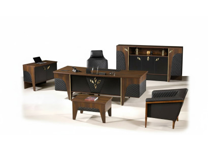 Büromöbel Komplettbüro Schreibtisch Büro Bürotisch Set 4tlg Holz Braun