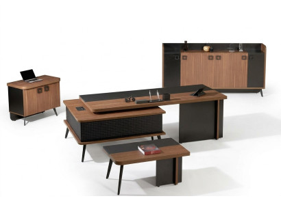 Komplettbüro Büromöbel Schreibtisch Büro Bürotisch Set 4tlg Holz Braun
