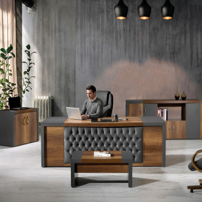 Komplettbüro Büromöbel Schreibtisch Büro Bürotisch Set 4tlg Holz Braun