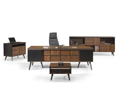 Komplette Arbeitszimmermöbel Schreibtisch Bürotisch 4tlg Holz Braun