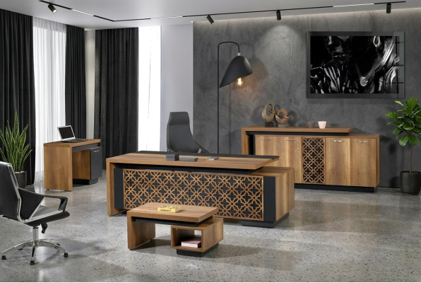 Klassische Komplette Arbeitszimmermöbel Schreibtisch 4tlg Holz Braun