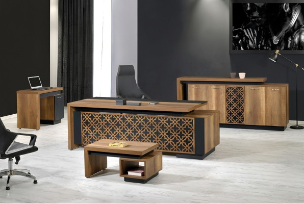 Komplettbüro Büromöbel Schreibtisch Büro Bürotisch Set 4tlg Holz Braun
