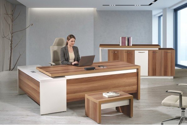 Komplette Arbeitszimmermöbel Eckbürotisch 3tlg Holz Braun Büromöbel
