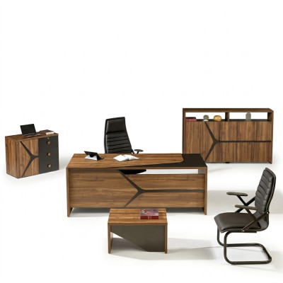 Arbeitszimmermöbel Schreibtisch Komplette 4tlg Holz Braun Büromöbel