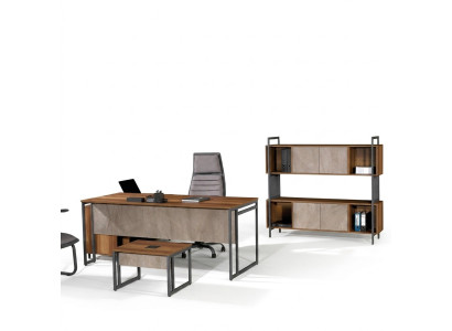 Klassische Komplette Arbeitszimmermöbel Braun Eckbürotisch 3tlg Holz