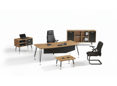 Bürotisch Büromöbel Komplettbüro Schreibtisch Set 4tlg Holz Schwarz
