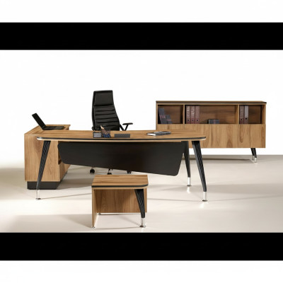 Klassische Eckbürotisch Komplette Arbeitszimmermöbel Braun 3tlg Holz