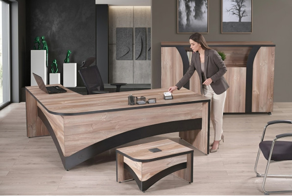 Büromöbel Komplettbüro Eckbürotisch Büro Bürotisch 3tlg Holz Braun