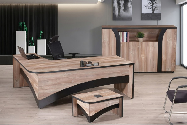 Büromöbel Komplettbüro Eckbürotisch Büro Bürotisch 3tlg Holz Braun
