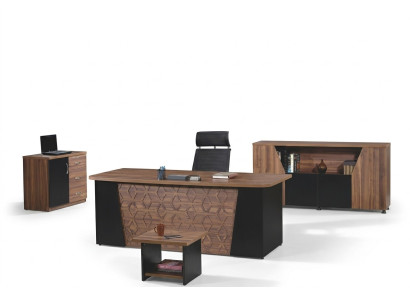 Schreibtisch Komplettbüro Bürotisch Büromöbel Set 4tlg Holz Braun Büro