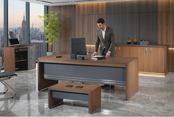 Garnitur Büromöbel Komplettbüro Schreibtisch Set 4tlg Holz Braun Büro