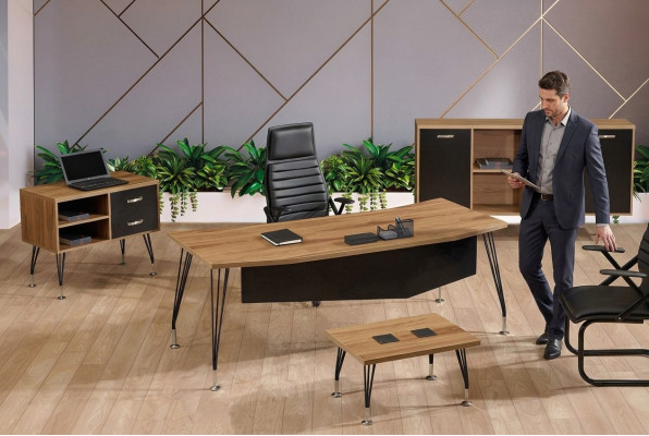 Komplettbüro Bürotisch Büromöbel Schreibtisch Set 4tlg Holz Schwarz
