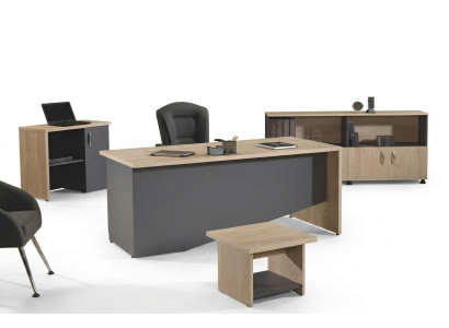 Komplettbüro Büromöbel Schreibtisch Büro Bürotisch Set 4tlg Holz Grau