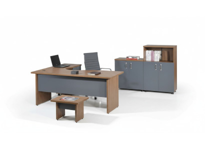 Komplettbüro Eckbürotisch Büromöbel 4tlg Holz Set Grau Computermöbel