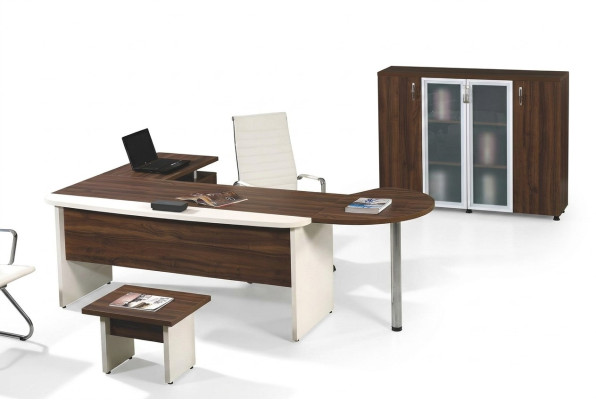 Klassische Büromöbel Set 3tlg Eckbürotisch Komplettbüro Holz Braun
