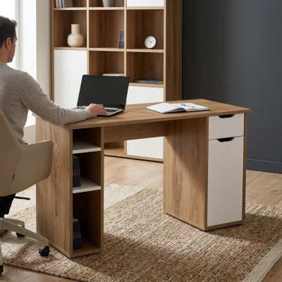 Schreibtisch Computertisch Büro Tisch Holz Braun Bürotisch Büromöbel