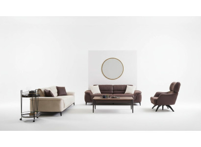 Polstersofas Couchgarnitur Sofa Sessel Stoffsofa Set 3tlg Braun Stoff