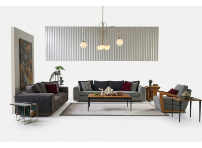 Polstersofas Komplette Couchgarnitur Sofa Stoffsofa Grau Set 4tlg Neu
