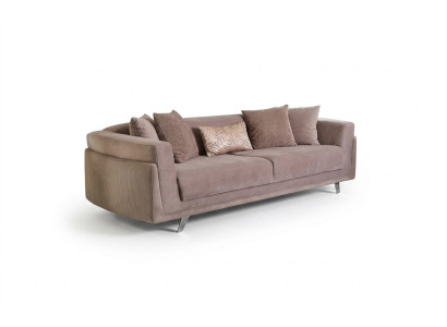 Dreisitzer Couch mit Bettfunktion Sofa 3 Sitzer Beige Stoff Stoffsofa