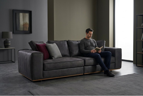 Dreisitzer Couch Sofa 3 Sitzer Grau Stoff Stoffsofa Polstersofa Design