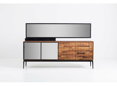 Anrichte Sideboard mit Spiegel Kommode Schrank Holz Braun Esszimmer