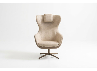 Sessel Ohrensessel Cocktailsessel Einsitzer Stoff Beige Moderne Sitzer