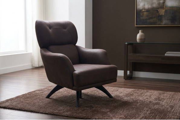 Ohrensessel Einsitzer Sessel Cocktailsessel Stoff Braun Moderne Sitzer