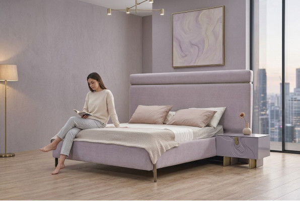 Doppelbett Komplette Schlafzimmermöbel Bett Rosa Luxus Set 3tlg Holz