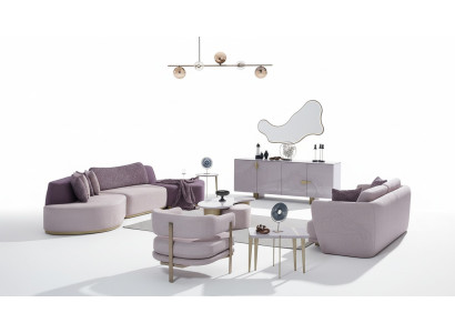 Stoffsofas Sofagarnitur Große Wohnlandschaft Rosa Set 3tlg Sofa Modern