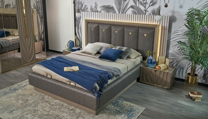 Doppelbett Komplette Schlafzimmer Bett Braun Set 3tlg Nachttische Holz