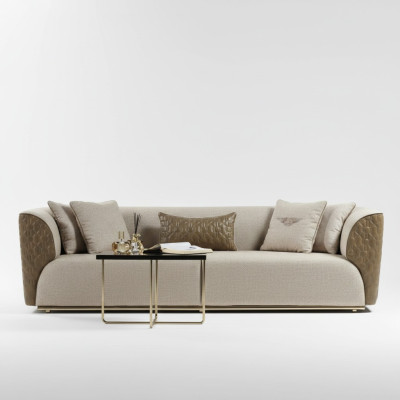 Moderne Dreisitzer Sofa 3 Sitzer Polstersofa Stoffsofa Beige Stilvolles Sofas
