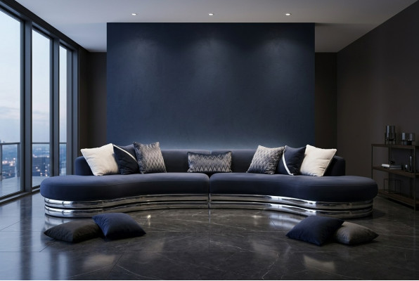 Couch Sofa 5 Sitzer Polstersofa Großes Stoffsofa Blau Moderne Design