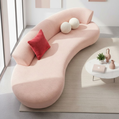 Couch Dreisitzer Stoffsofa Sofa 3 Sitzer Polstersofa Moderne Rosa