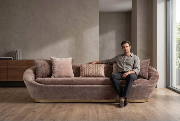 Dreisitzer Sofa 3 Sitzer Stoffsofa Beige Luxus Polstersofa Couch Stoff