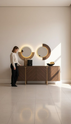 Garnitur Sideboard Spiegel Kommode Set Anrichte Braun Holz Esszimmer