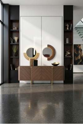 Garnitur Sideboard Spiegel Kommode Set Anrichte Braun Holz Esszimmer